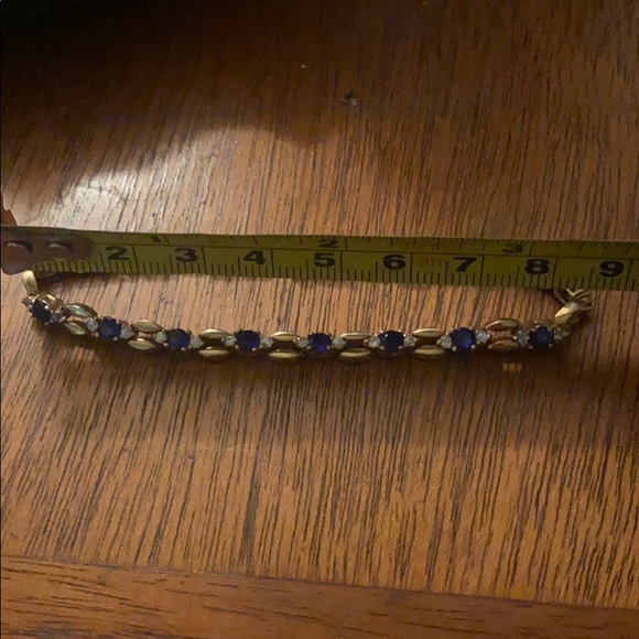 S s CZ and sapphire stone gold plated bracelet - Picture 4 of 4